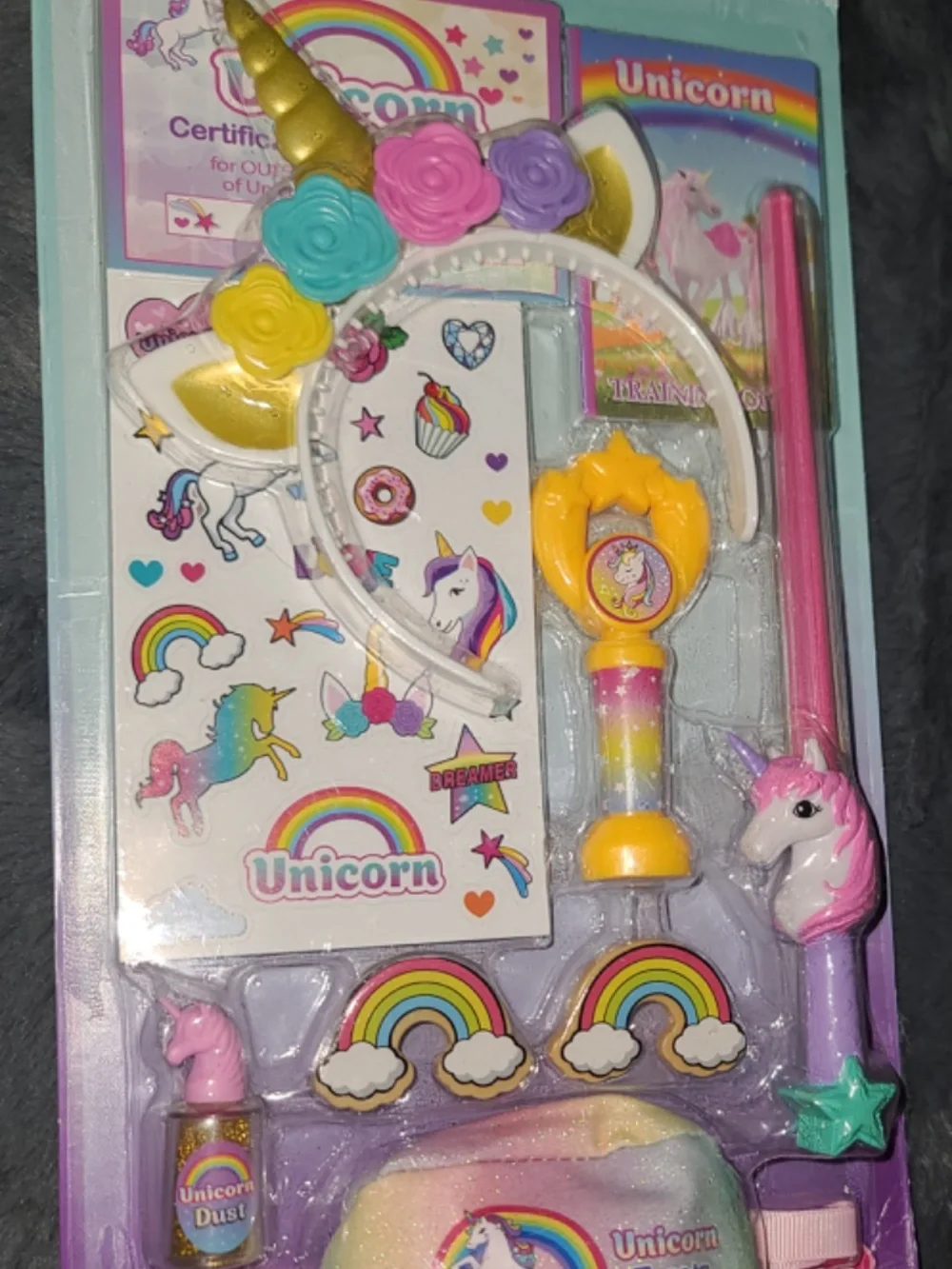 My Life As Unicorn Trainer 10 pc Play Set for 18 In Dolls Headband Treats Wand
